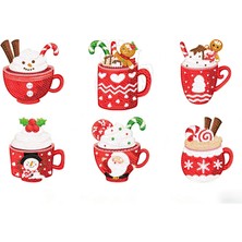 İğne İzi Elmas Boyama Bardak Altlığı Seti – 6 Parça, Plastik  Stant Dahil, Dıy Kendin Yap