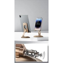 Profesyonel Tok Aliminyum Stand Ahşap Tabanlı Model A Sınıfı Malzeme Döner Tablet Telefon Standı Masaüstü Stand Katlanabilir Cep Telefon Tutucu (JR-H102 - Rose)