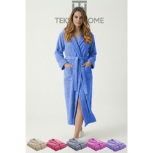 Teksnil Home | %100 Pamuklu Unisex Bornoz Şalyaka Cepli Büyük Beden Erkek Kadın Mavi 4xl Bornoz