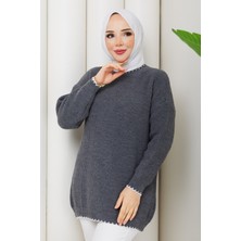 Pamuk Butik Kadın Şerit Detaylı Triko Tunik -PMK500