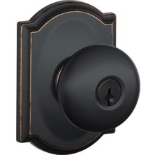 F51A Ply 716 Camelot Anahtarlı Giriş Kilidi ile Cam Plymouth Topuz, Yaşlı Bronz