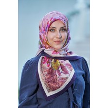 Lacivert-Bej Loryan Scarf Duman Desen Henna Eşarp