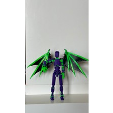 Moifugyia Lucky 13 Aksiyon Figürü Robot Oyuncak 13 cm Mor Yeşil ve Yarasa Kanat
