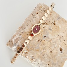 Vesce Atelier Milla Gold Saat Bordo