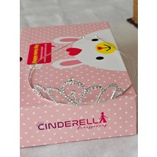Cinderella Su Damlası Zirkon Kristal Taşlı Kız Çocuk Prenses Tacı Gümüş - Düğün Doğum Günü Taç Saç Bandı Tokası