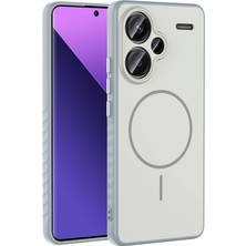 Alan Tech Redmi Note 13 Pro Plus 5g Kılıf M-Safe Şarj Özellikli Zore Tea Kapak - Gümüş