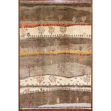 El Dokuma Afgan Halı Ağaç Desenli Krem Renk 4 Metre Kare