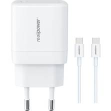 Realpower Gan 35W Usb-C Hızlı Şarj Cihazı ve Kablo Set Siyah Pd (Usb-C - Usb-C) TCS35WWH