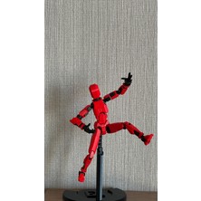 Moifugyia Lucky 13 Aksiyon Figürü Robot Oyuncak 13CM Kırmızı Siyah Lucky 13 ve Stand Seti