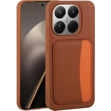 Paladyum Case Xiaomi 15T Uyumlu Suni Deri Kartlıklı Kahverengi Kılıf