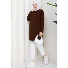 Pamuk Butik Kadın Yürütme Örgü Baklava Desenli Triko Tunik -PMK503