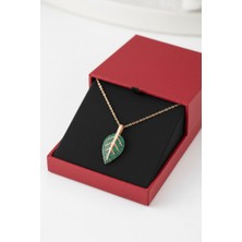Çekirdek Jewelry 925 Ayar Gümüş Yeşil Yaprak Kolye