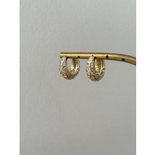 Xuping Özel Seri Bombe Zirkon Taş Detaylı Xp Gold Halka Küpe