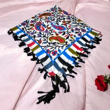 Kızca Hint İpek Eşarp Mavili