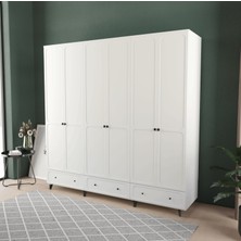 T&B Irmak 6 Kapaklı Çekmeceli Gardırop - Mdf Kapak