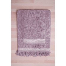 Mira Home 2 Parça Jakarlı Banyo Havlu Takımı %100 Pamuklu 90X150 cm Arden Mor