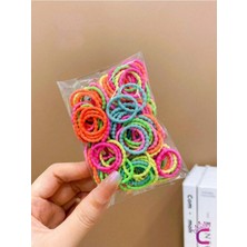 Cinderella 100'LÜ Tırtıklı Yumuşak Acıtmaz Renkli Bebek Lastik Toka Seti - Çocuk Esnek Lastikli Örgü Saç Tokası