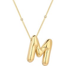 Skygo 925 Ayar Gümüş Gold Balon M Harfi Kadın Kolye