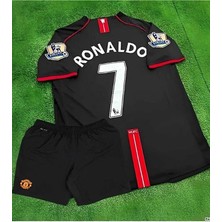 Alaturka Mix Manchester/united 2008 Sezonu Cristiano Ronaldo Çocuk Forması Şort Çorap Bileklik 4'lü Set (Black)