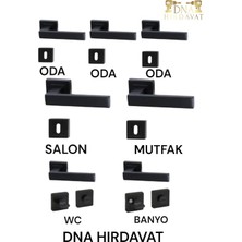Dna Hırdavat Siyah Kare Rozetli Kapı Kolu 3+1 Set
