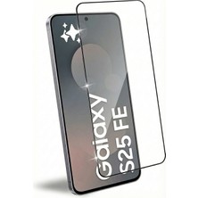 Fibaks Samsung Galaxy S25 Fe Kılıf Kırılmaz Cam Tam Ekran Koruyucu 150CC Antistatik Büyük Kenar 9h Temperli Koruma
