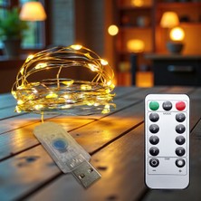 Upway 5 Metre Günışığı Kumandalı 50 LED Işık - USB Dekoratif Aydınlatma
