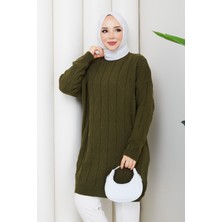 Pamuk Butik Kadın Yürütme Örgü Baklava Desenli Triko Tunik -PMK503