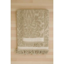 Mira Home 2 Parça Jakarlı Banyo Havlu Takımı %100 Pamuklu 90X150 cm Arden Bej