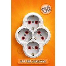 Astakos 4'lü Topraklı Papatya Golyat Priz Çoğaltıcı Dörtlü Priz 1 Adet