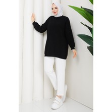 Pamuk Butik Kadın Şerit Detaylı Triko Tunik -PMK500