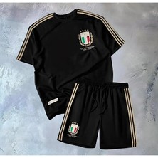 Alaturka Mix Italya Milli Takımı 125.YIL Özel Üretim Siyah Çocuk Forması 3'lü Set