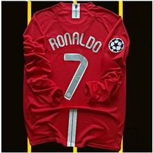 Alaturka Mix C.ronaldo #7 M.united Retro Kırmızı Uzun Kol Futbol Forması Red Özel Forma Kumaşı