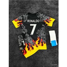 Alaturka Mix Cr7 Cristiano Ronaldo Özel Tasarım R€al Mædrid Alevli Çocuk Forması