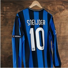 Alaturka Mix Inter/milan 2010 Şampiyonlar Ligi Finali # Snejder # Uzun Kol Retro Futbol Forması Baskılı