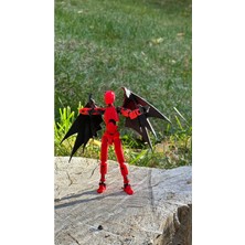 Moifugyia Lucky 13 Aksiyon Figürü Robot Oyuncak 13CM Kırmızı Siyah ve Yarasa Kanat Seti