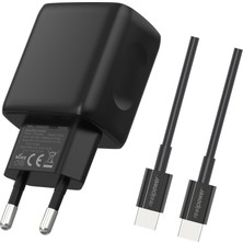 Realpower Pps 25W Usb-C Hızlı Şarj Cihazı ve Kablo Set Siyah Pd (Usb-C - Usb-C) TCS25WBK