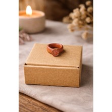 Cogo Seramik El Yapımı Seramik Çiçek Desenli Yüzük – Toprak Ton-Vintage Yüzük