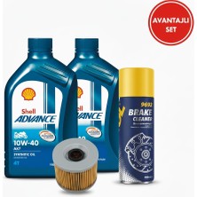 Shell Advance Ax7 10W-40 CFMOTO NK250-SR250 Motosiklet Bakım Seti (Avantajlı Paket)