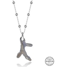 cleovibe Swarovski Crystal Taşlı Top Zincir Mercan Gümüş Kadın Kolye