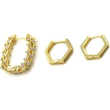 Royaleks 3'lü Halka Küpe - Altın