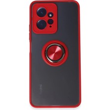 Evolvera Xiaomi Redmi Note 12 4g Kılıf Montreal Yüzüklü Silikon Kapak - Kırmızı