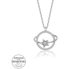 cleovibe Swarovski Taşlı Gümüş Gezegen Bayan Kolye