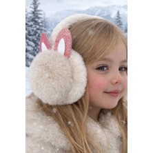 Krem Renk Kulak Figürlü Peluş Kulaklık - Ultra Yumuşak Kışlık Kulak Koruyucu