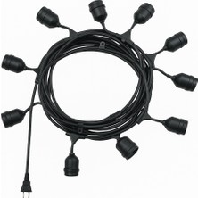 Temiz Pazar 10LU E27 Duy Sirali 10 Metre Lamba Kablosu (Sadece 10 Adet Duy Içerir)