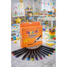 Syn Aksesuar 12 Renk Çift Uçlu Keçeli Kalem Boyama Seti – Ince & Kalın Uç, Canlı Renkler Marker Set