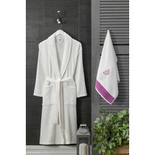Mira Home Kadın Havlulu Banyo Bornoz Takımı %100 Pamuklu Beyaz