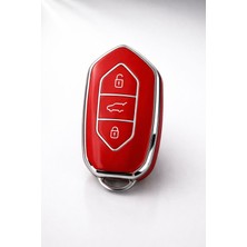 Barkas Elektronik Togg T10X T10F Uyumlu 3 Butonlu Anahtar Koruma Kılıfı Kırmızı Gümüş