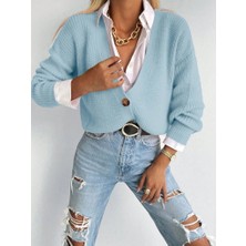 Düğme Detay Triko Bluz