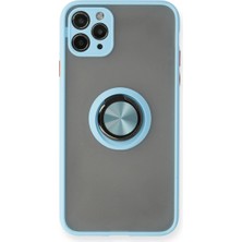 Evolvera Iphone 11 Pro Max Kılıf Montreal Yüzüklü Silikon Kapak - Buz Mavi