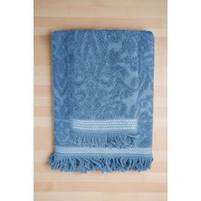 Mira Home 2 Parça Jakarlı Banyo Havlu Takımı %100 Pamuklu 90X150 cm Arden Mavi